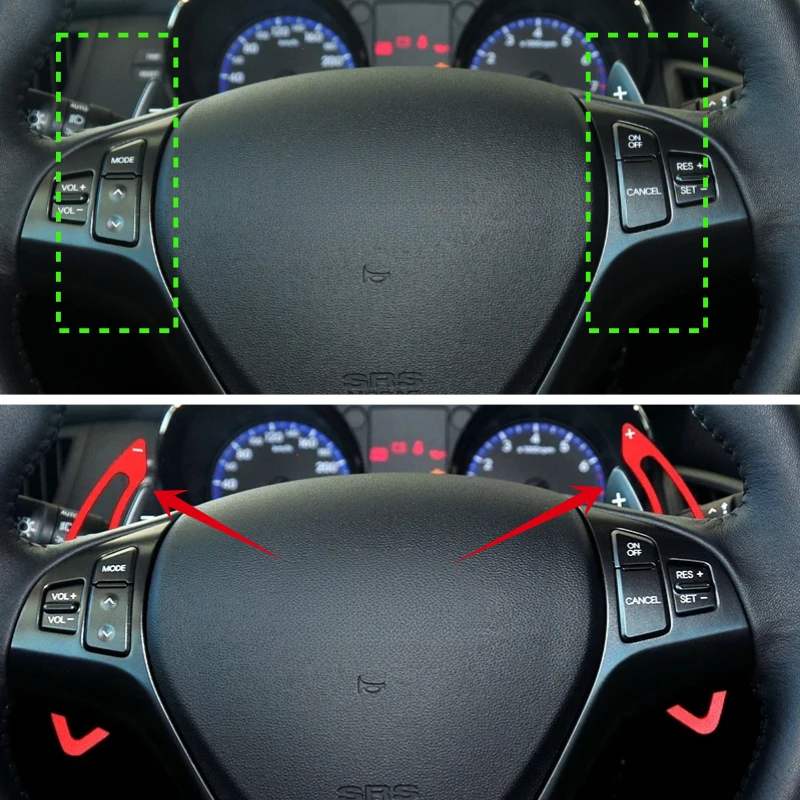 

For Hyundai Genesis Coupe 2009 2010 2011 Aluminum Alloy Car Steering Wheel Shifter Paddle DSG Extension Gear Stickers