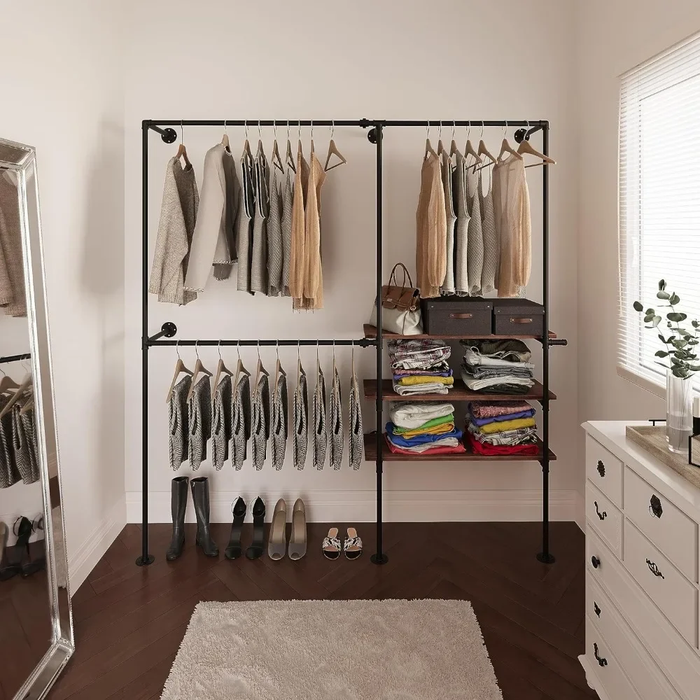 

Wall Mounted Garment Organizer for Bedroom and Wardrobe Storage, Sturdy Hanging Rods, Multi-Purpose Design, Heavy Duty