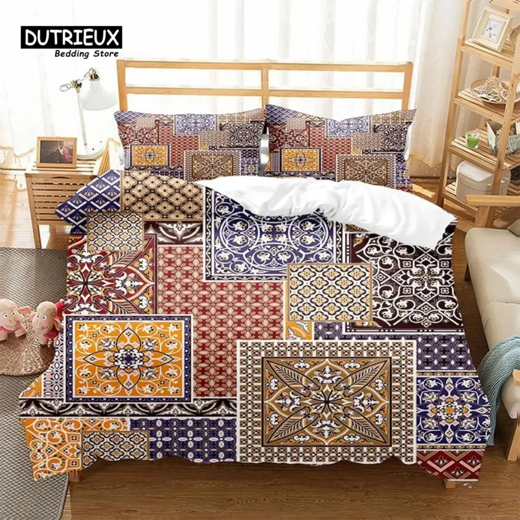 

Ancient Egypt Style Comforter Cover Exotic Geometric Pattern Duvet Cover Mystery Symbol Print Bedding Set For Teens Adults Decor