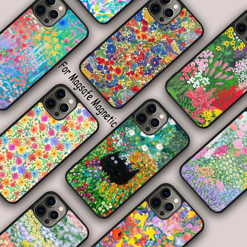 

Digital Ethnic Florals Pattern Magnetic Phone Case For APPLE iPhone 17 Air 16 14 13 12 Pro Max 15 Plus Charge MagSafe Cover