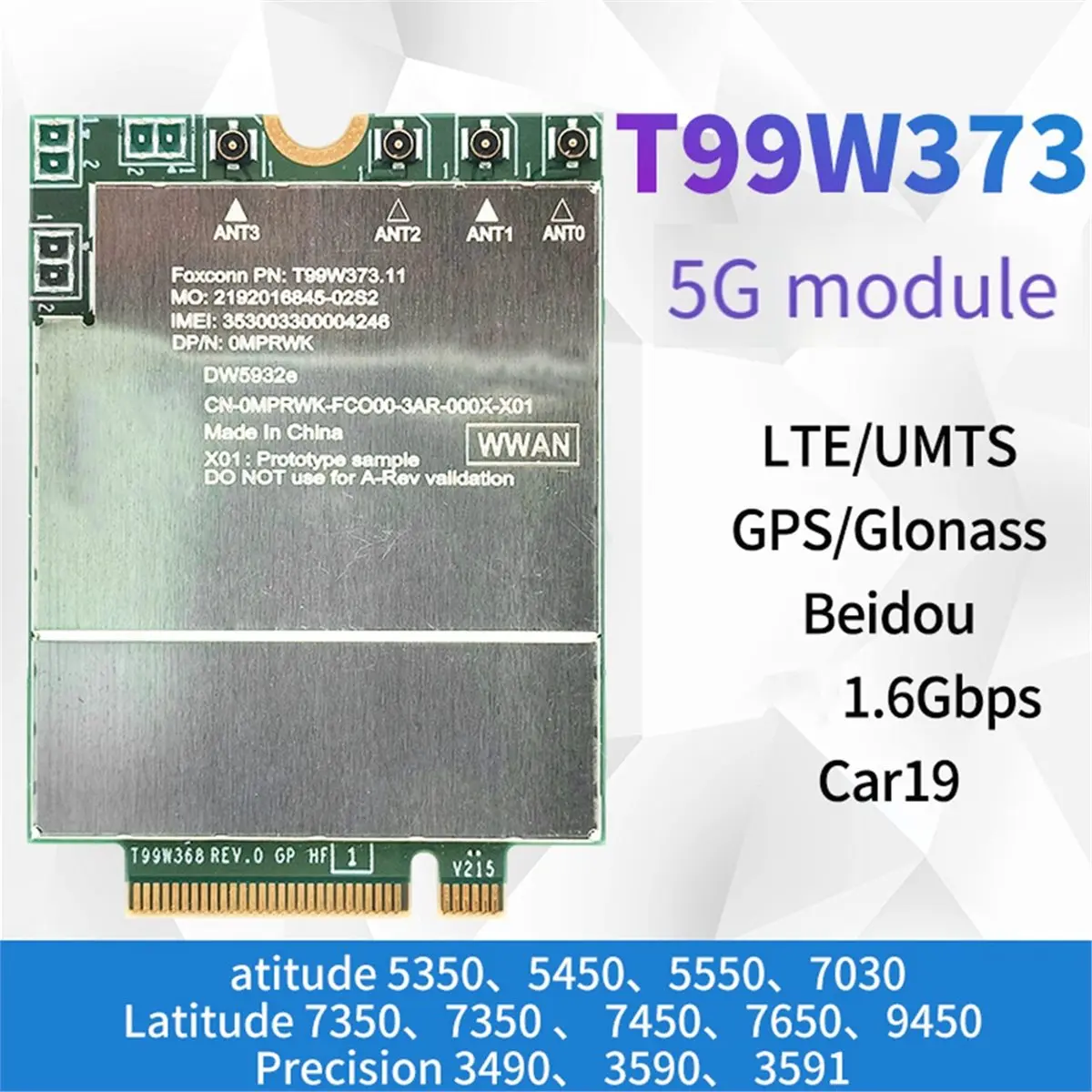 618 Mega Sale T99W373 DW5932e 5G Module LTE Cat19 M.2 NGFF Wireless WWAN Card for Dell Latitude 7350 7450 7650 9450 Laptop
