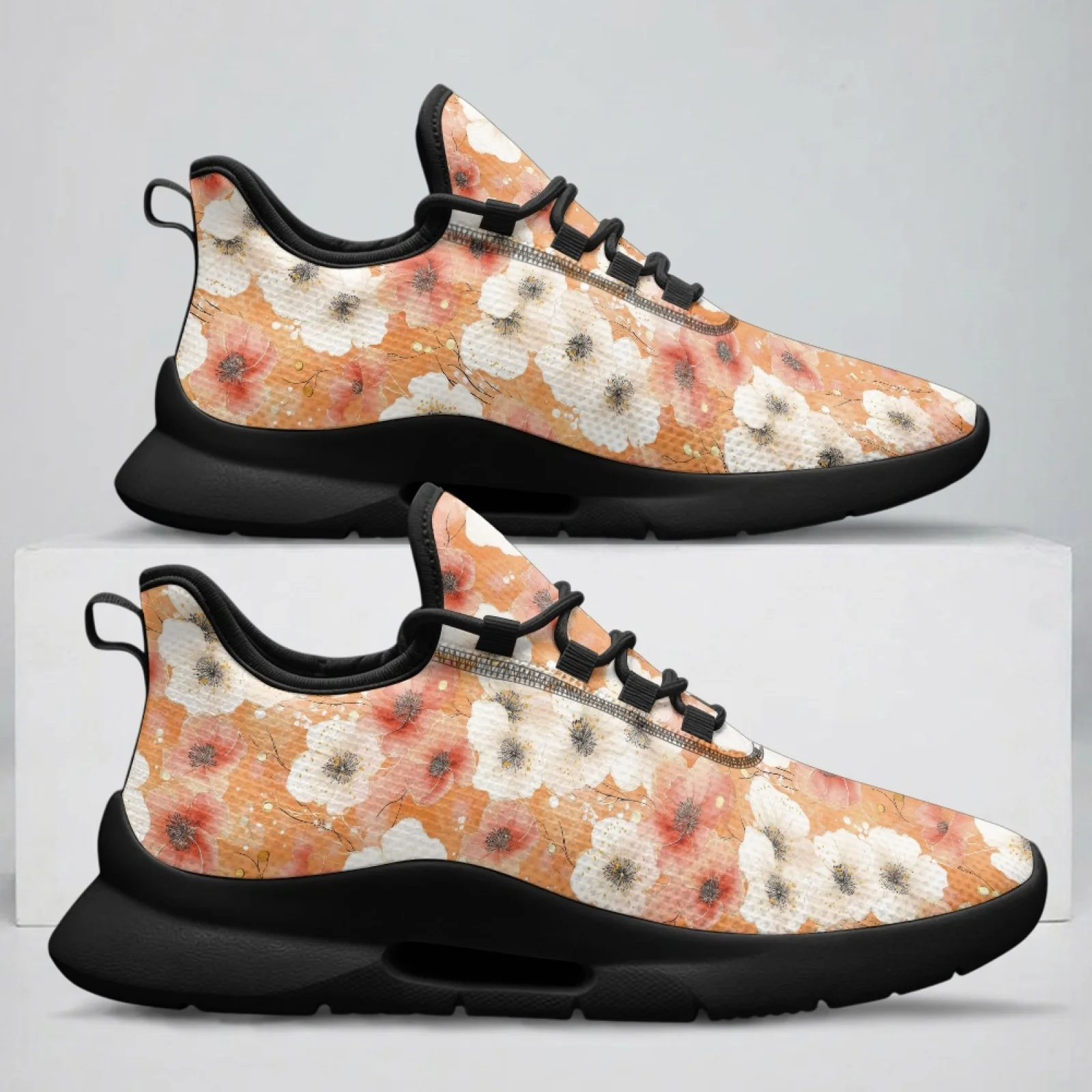 PENSTROLL Watercolor Flowers Summer Sneakers Walking Shoes for Men, Classic Versatile Everyday Trainers