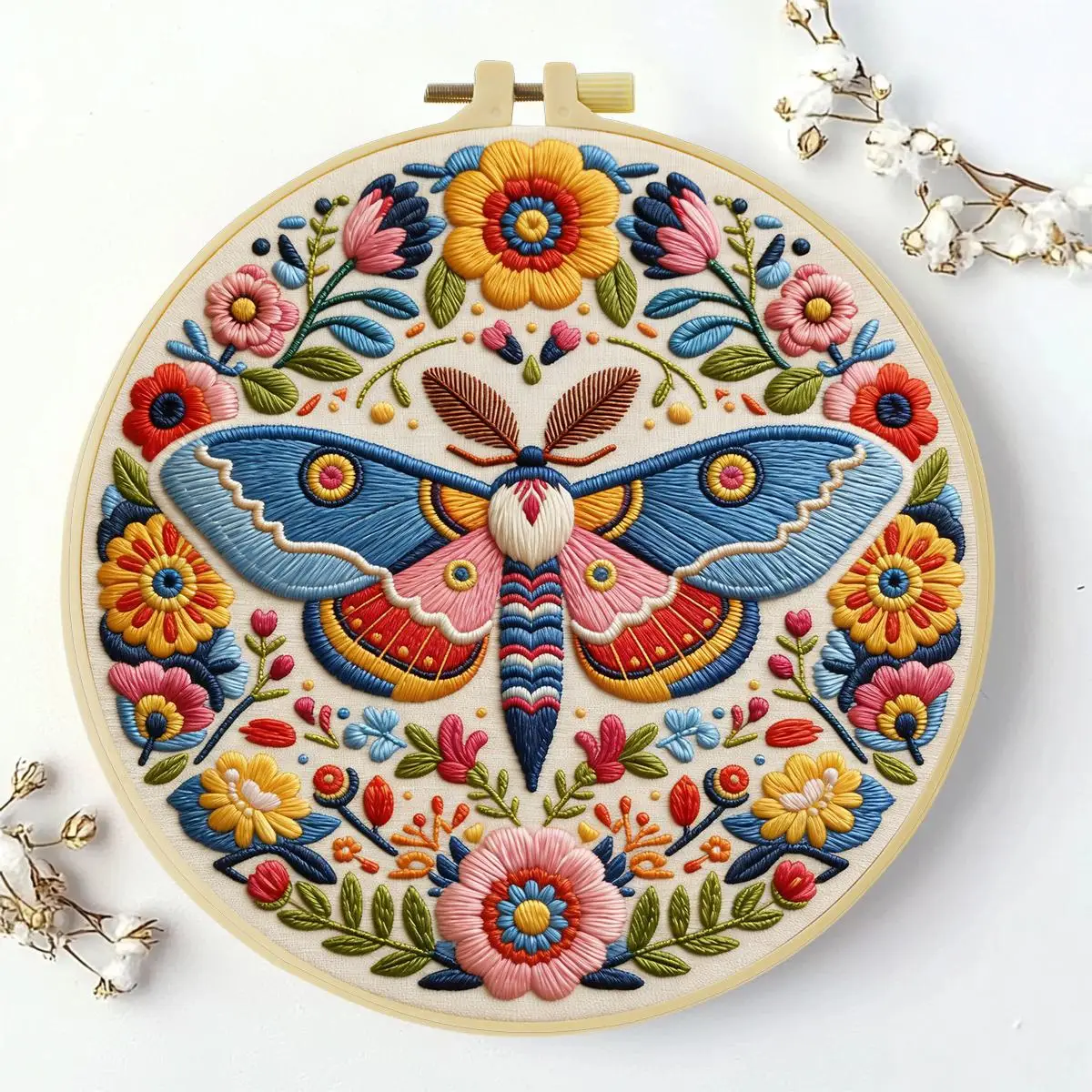 1 Stück 20X20CM/15X15CM 7,87/6,3 Zoll Tier - Schmetterling Stickerei Starter-Kit DIY-Kit DIY Stickerei-Set Handarbeiten – Detail 1