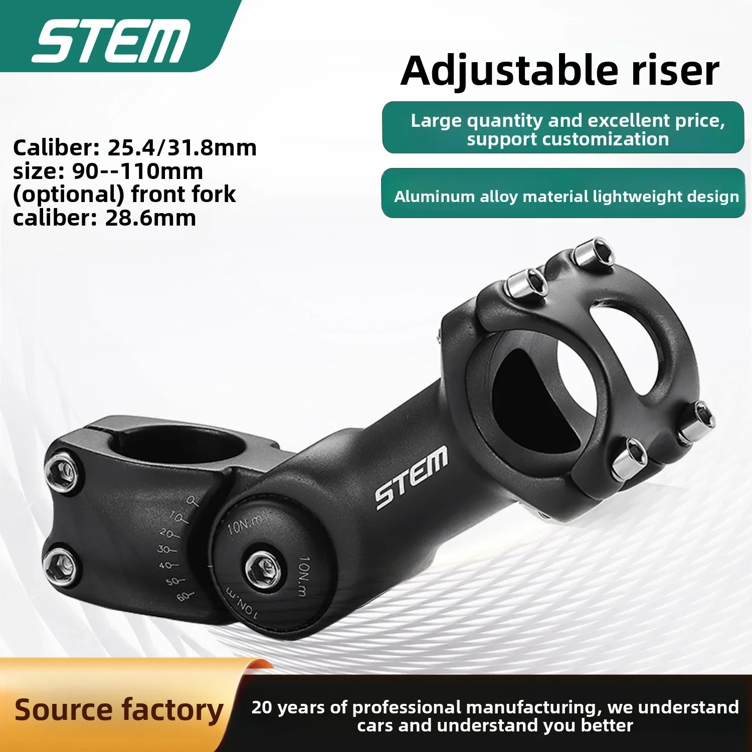 Mtb Riser Bicycle Adjustable 25.4/31.8 Height Increasing Ultra Light Aluminum ...