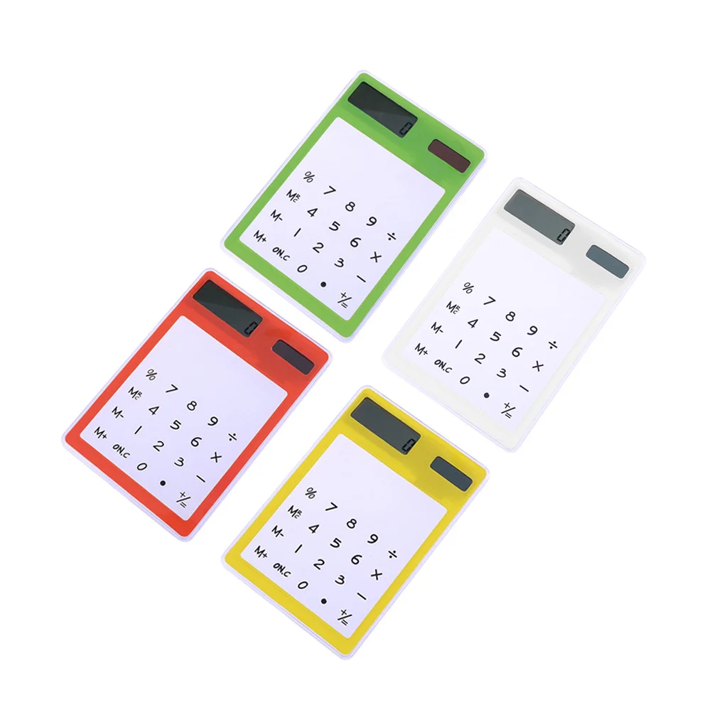

4Pcs Mini Transparent Touch Calculator Solar Powered Portable Compact School Office Calculator Desktop Supplies