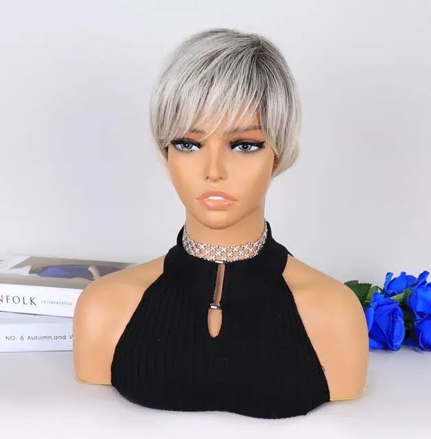 Moda damska Krótkie peruki syntetyczne Space Ash Ombre Hair Costume Party Peruki dla kobiet Codzienna puszysta naturalna peruka