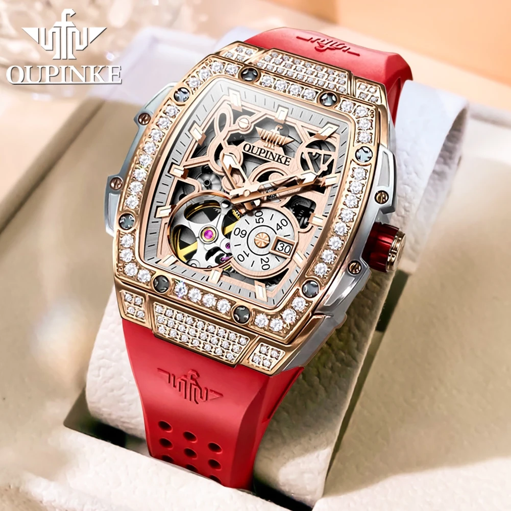 OUPINKE Luxury TOP Brand Automatic Watch for Women Fully Diamond Ladies Imported Mechanical Movement Watches Elegant Hand Clock