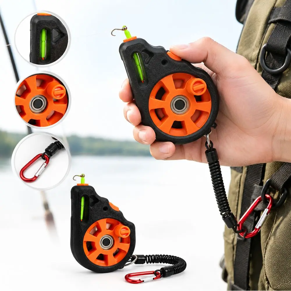 Hand Line Reel Pocket Fishing Reel Portable Handheld Hand Crank Fishing Reel Lightweight Rodless Mini Fishing Wheel
