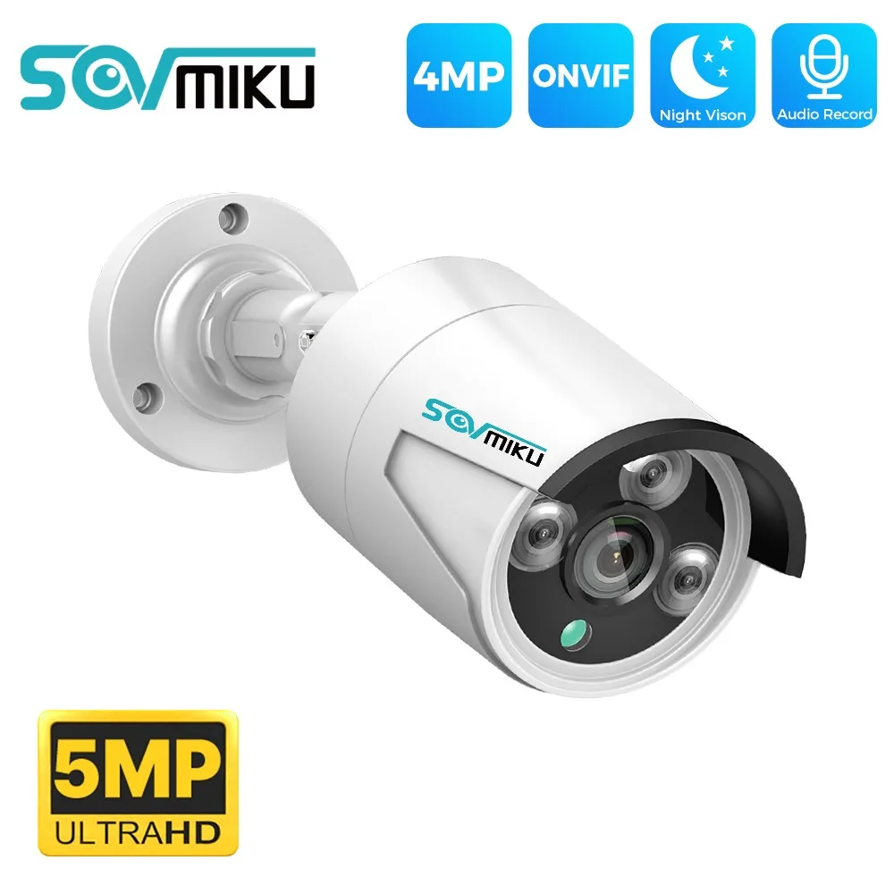 

SOVMIKU 5MP POE H.265 Onvif Bullet CCTV Security Camera Color Night Vision Outdoor Waterproof IP Camera Audio Security Camera