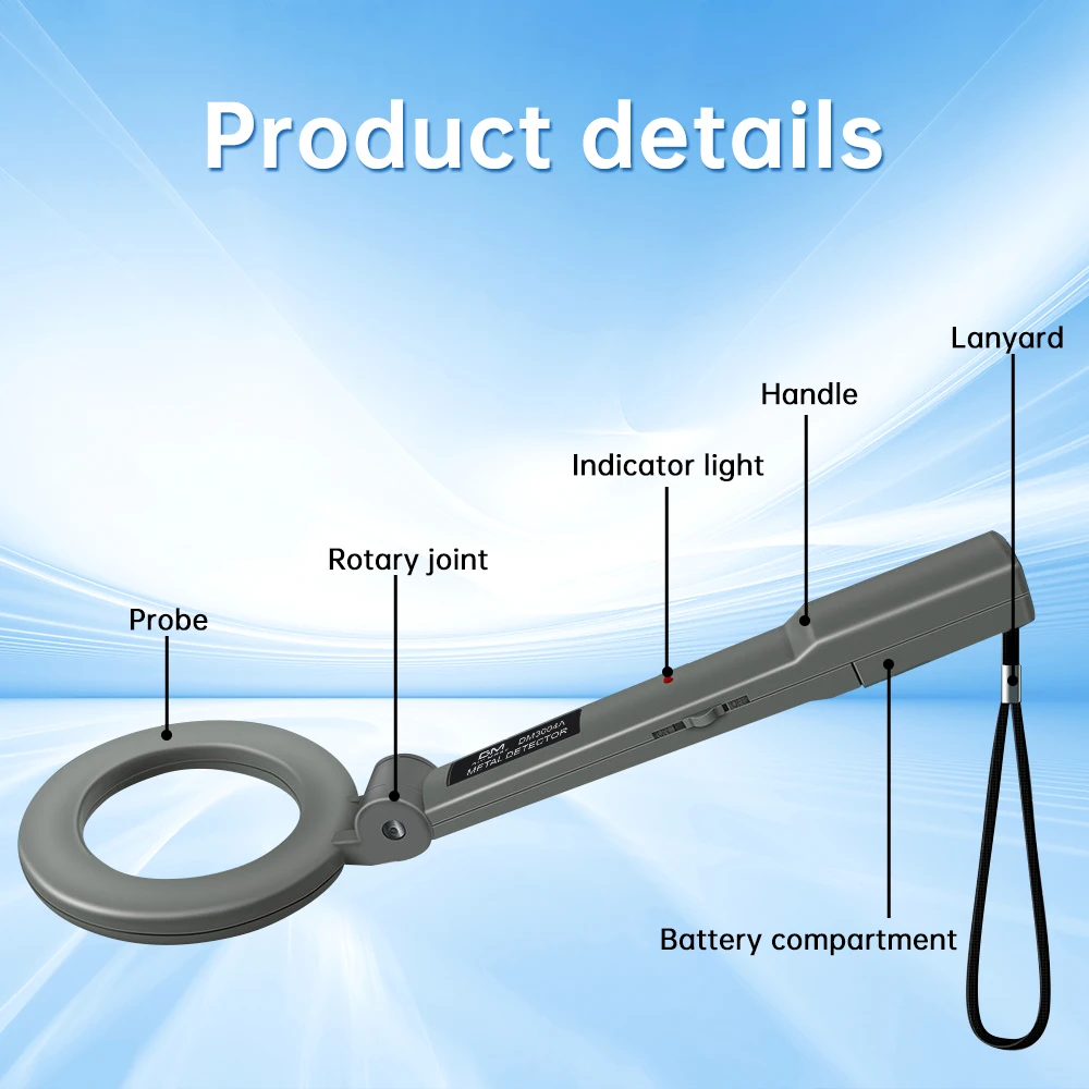 Collapsible Handheld Metal Detector Portable Metal Detector Waterproof High Sensitivity Metal Detectors Buzzer Alarm