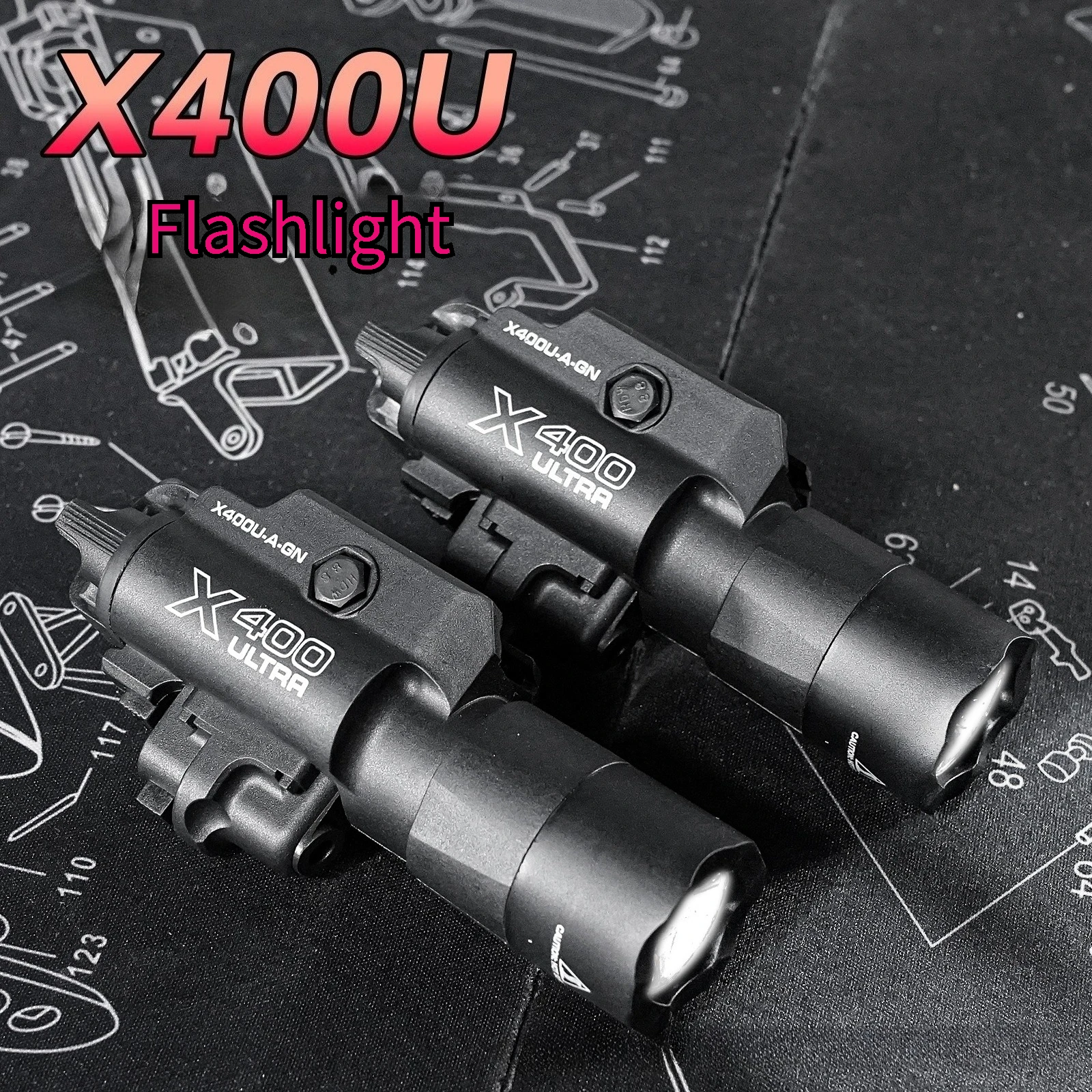 Combinación láser de linterna láser de alta potencia de doble función X400U: soporte de riel de 20 mm, ideal para juguetes, caza, CS/Wargame, luces de bicicleta, cos