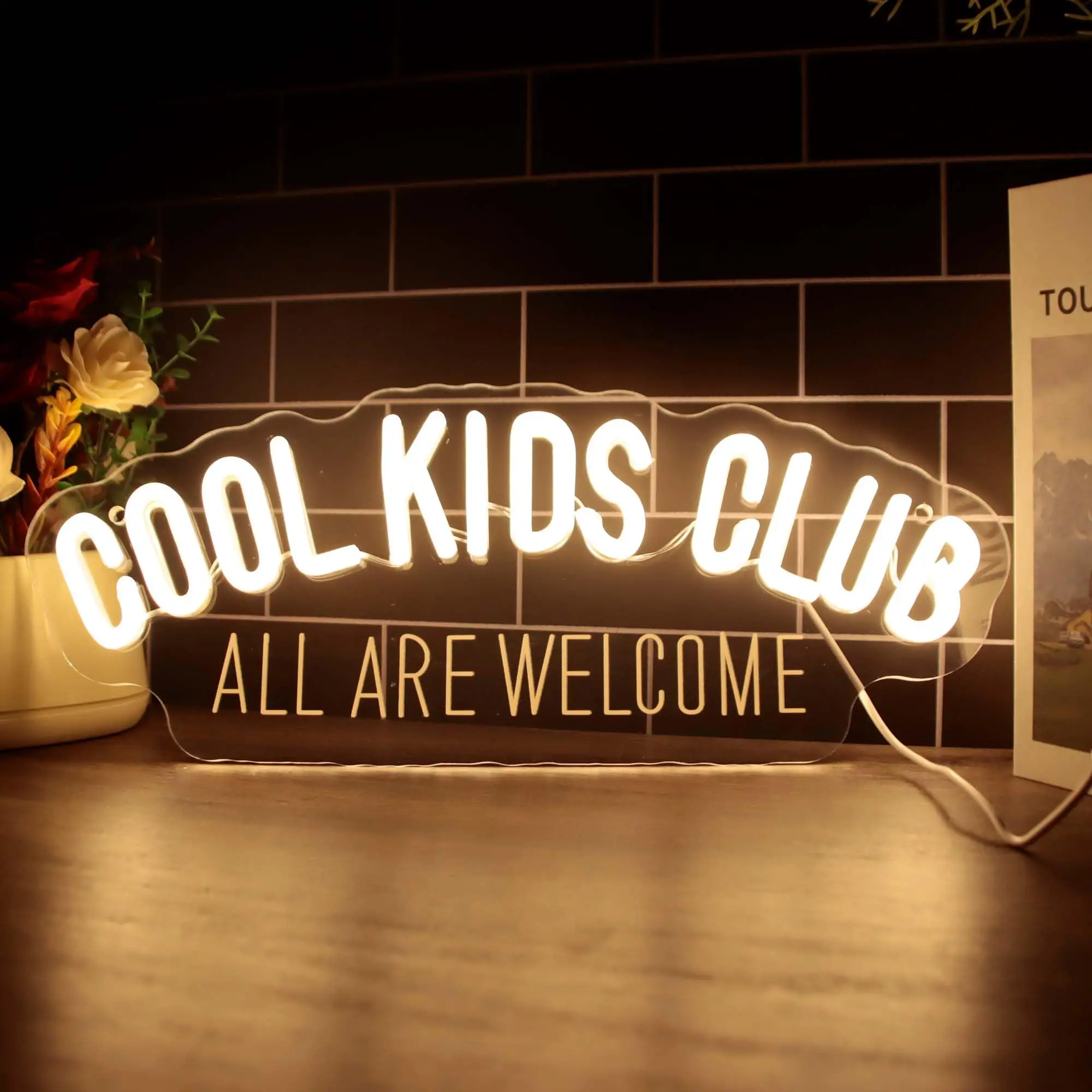 

Cool Kids Club Neon Sign LED Dimmable USB Wall Light for Nursery Playroom Decor, Baby Room Ambient Lighting Birthday Gift