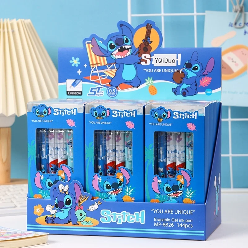 

Disney Stitch 12pcs Gel Pen 0.5mm Erasable Black New Highvalue Cartoon St Pressing Sign Pen Student Stationery Write Gift