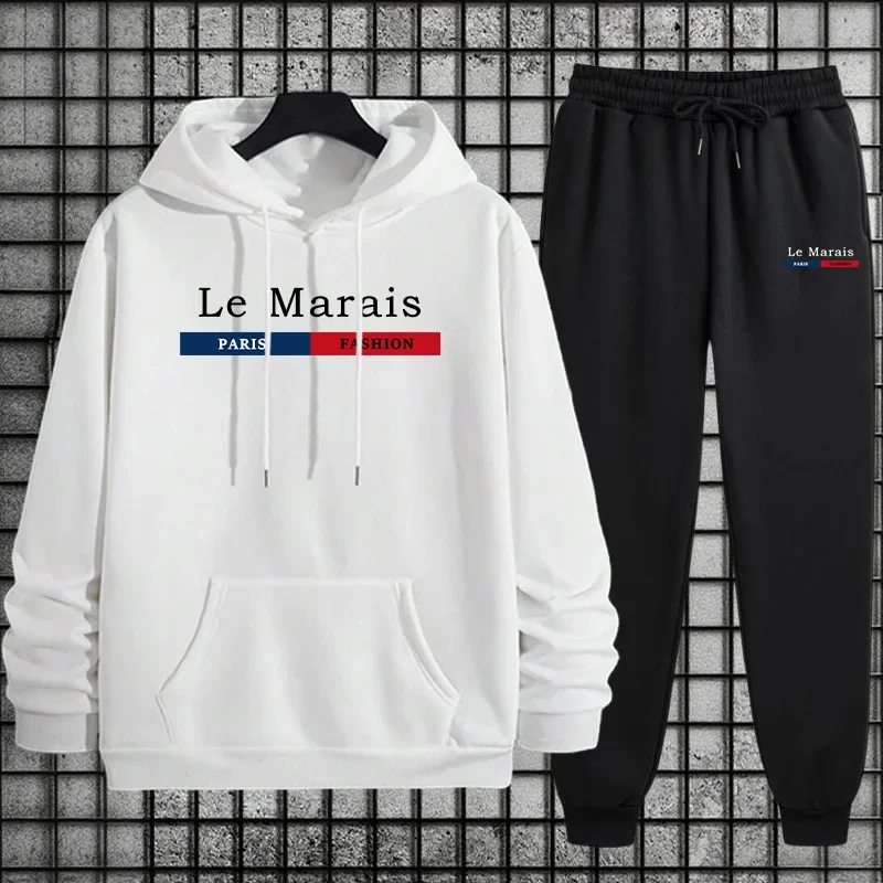 Parsi Fashion Hoodie + Pants 2pcs Set Men's Sportswear Autumn Winter Daily Casual Sporty Jogging Suit Male Sweatshirt Outfits