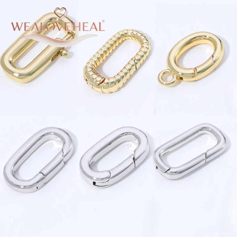 Hochwertige 18K vergoldete Messing-Karabinerhaken in Kreis-, Oval- und Herzform mit Druckverschluss für DIY-Schmuckherstellung. – Detail 17