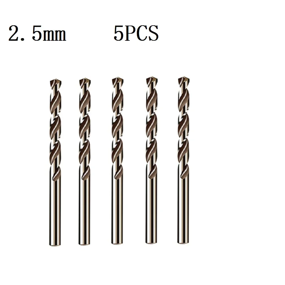 5Pcs HSS M35 Cobalt Drill Bit 1mm 1.5mm 2mm 2.5mm 3mm For Stainless Steel Auger Drill Press Power Tool Set