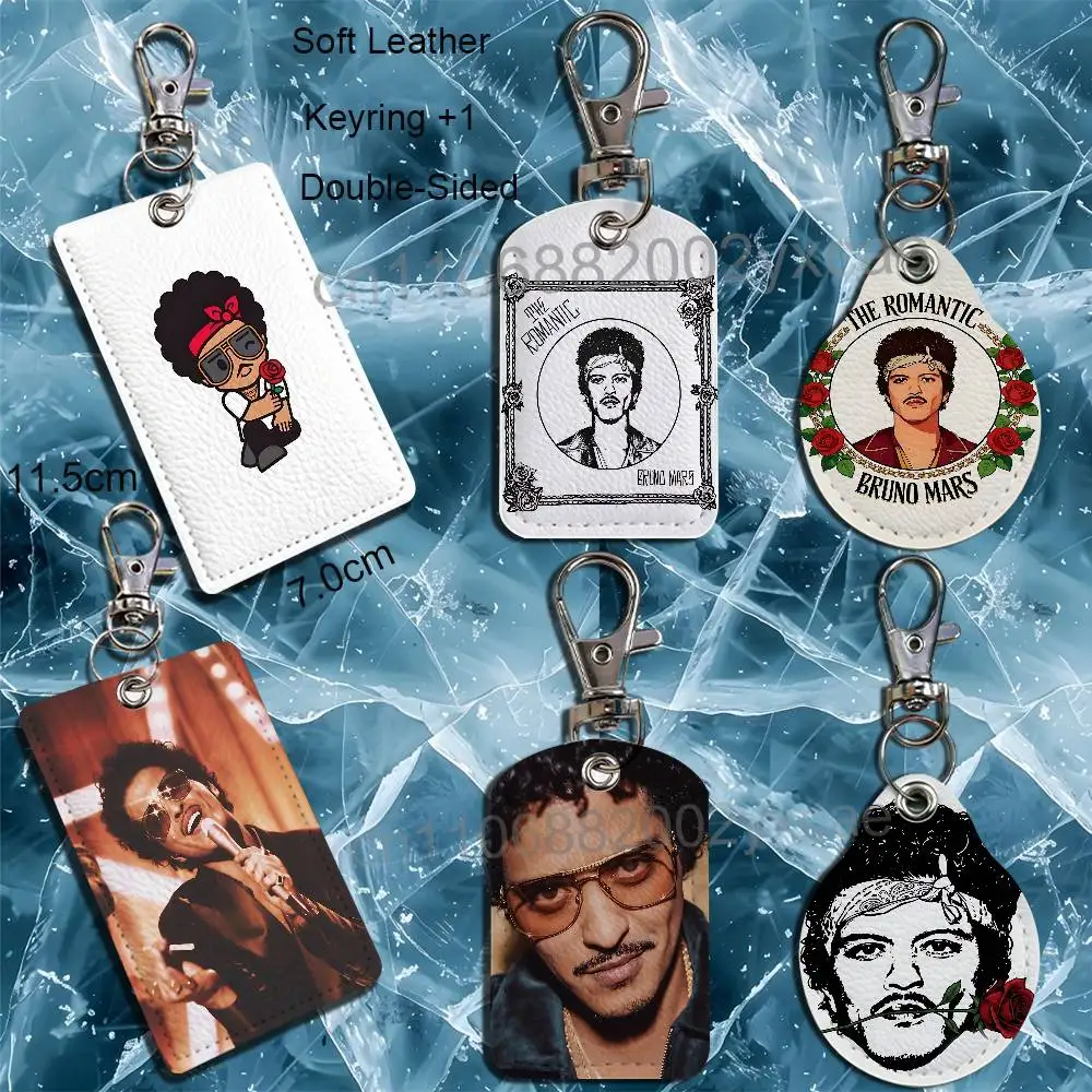

Risk It All The Romantic Bruno Mars Rectangle ID Card Keychain Access Card Bag Key Tag Ring Leather Card Holder Key Ring Access