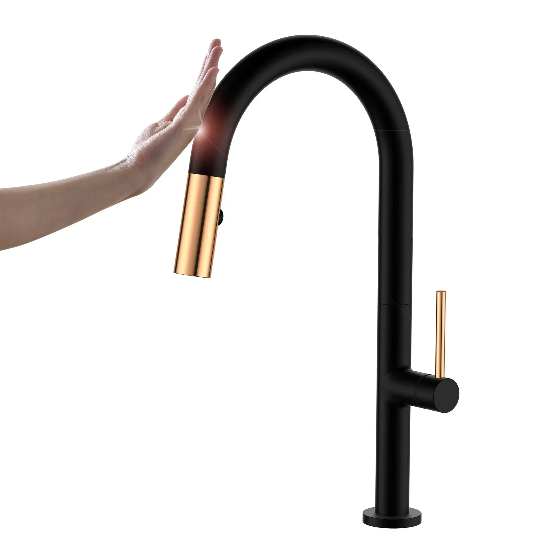 Black Rose Gold Kitchen Intelligent Induction Sensor Faucet Single Handle