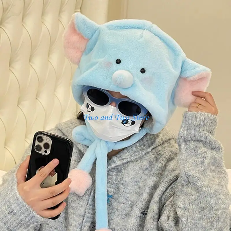 

HX6F Cartoon Duck Hat with Ear for Winter Sports Cycling and Climbing Winter Hat