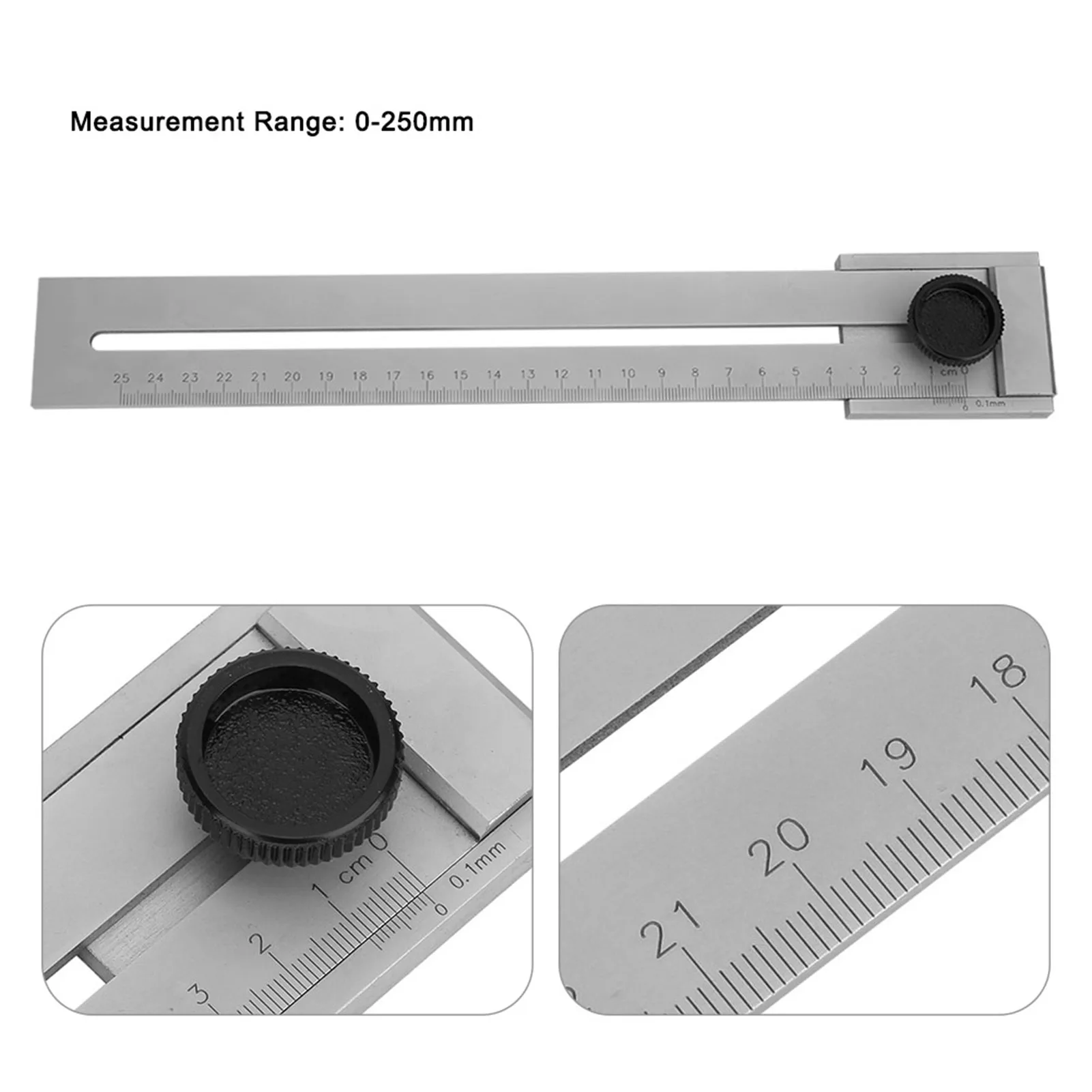 

0-250mm Measurement Range High Accuracy Woodworking Marking Ruler Gauge Measurement Tool
