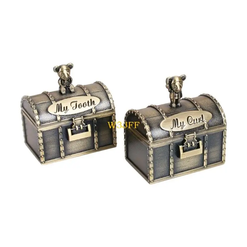 حاوية تجعيد الأسنان للأطفال من W3JF، صندوق تذكارات للأسنان الأولى والتجعيد للأطفال
