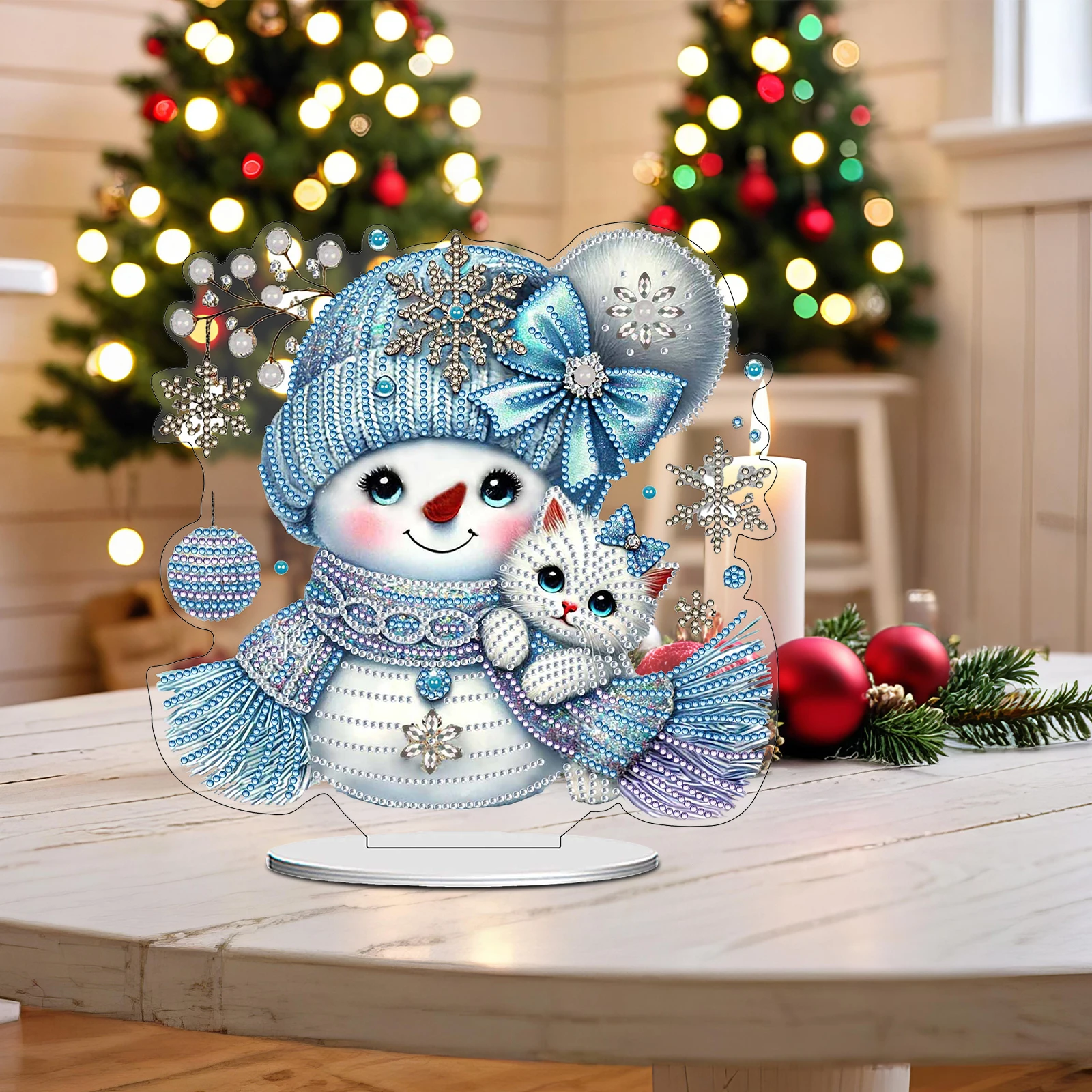 

2D Flat Snowman Print DIY Desktop Diamond Art Kits for Home Office Desktop Decor