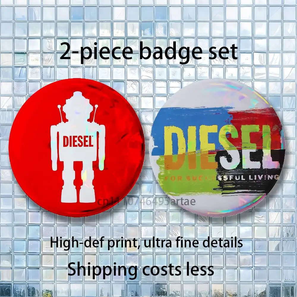 B-Brand D-Diesel Aesthetic Round Brooch 2-piece Set Enamel Pins Trendy for souvenir gift Merch