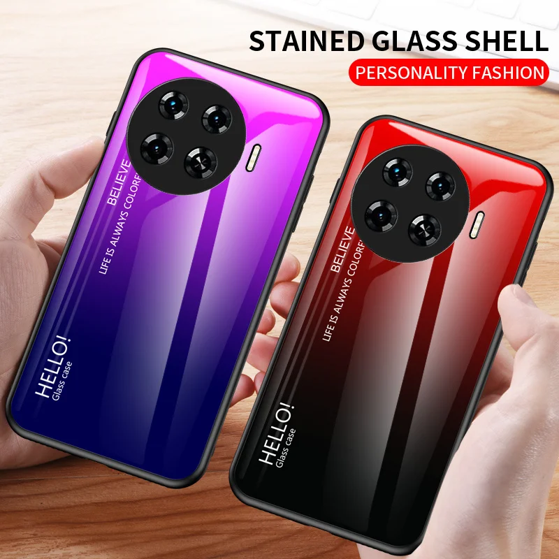 Tecno Spark 20 Pro Plus KJ7 Case Gradient Tempered Glass Hard Back Cover Case Silicone Bumper for Tecno Spark 20 Pro Plus KJ7