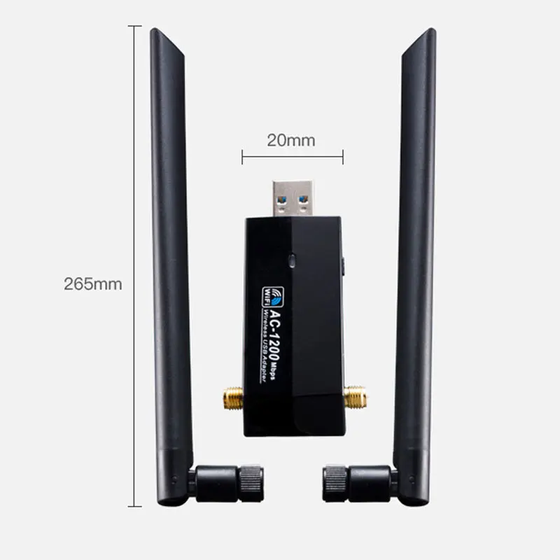 RTL8812AU 1200Mbps High-Power USB WiFi Adapter - Dual Band 2.4G/5G for Kali Linux, Ubuntu & Packet Capture
