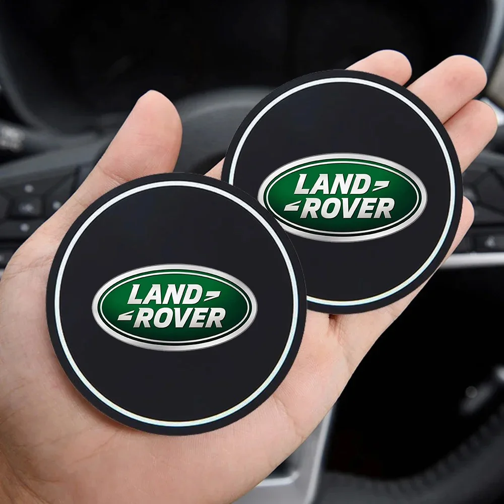 2Pcs Car Coasters Water Cup Slots Non-Slip Mat Waterproof Drink Pad For land rover freelander 2 1 evoque l551 2020 discovery