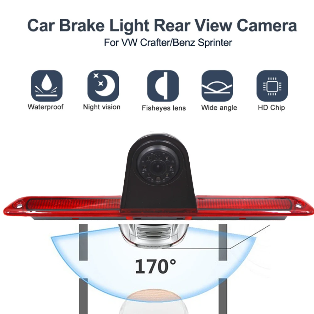 

170 Degree Parking Car CCD Reversing Rear View Camera IR Brake Light Night Vision Backup for Mercedes benz Sprinter VW Crafter