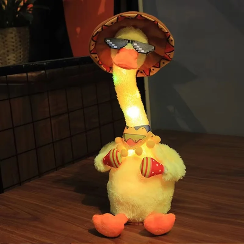 Electronic Toy Dance Duck Repeat Talk Sing Record Voice Parrot Luminescent Adult Kid Toy Funny Music Gift Parent-child Toy