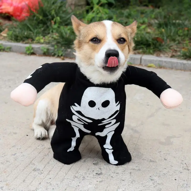 Skeleton Dog Costume Spooky Clothes Glow In The Dark Halloween Dog Costume Pet Clothes Novelty Funny Halloween Pet Costumes For