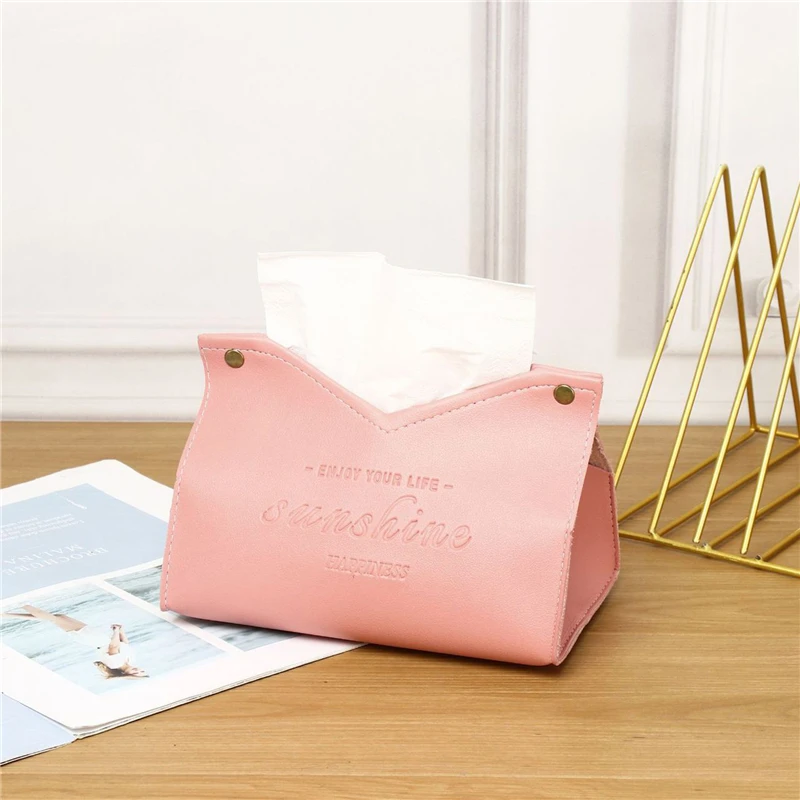 PU Leather Tissue Box Holder Car Tissue Container Box Toilet Paper Box Desktop Napkin Holder Bedroom Paper Tissue Dispenser