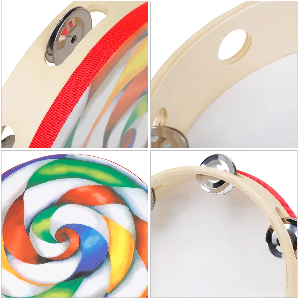 

Tambourine H Kids Musical Toys Solid Wood Percussion Instrument Tambourine Music Small Size Children Party Concert