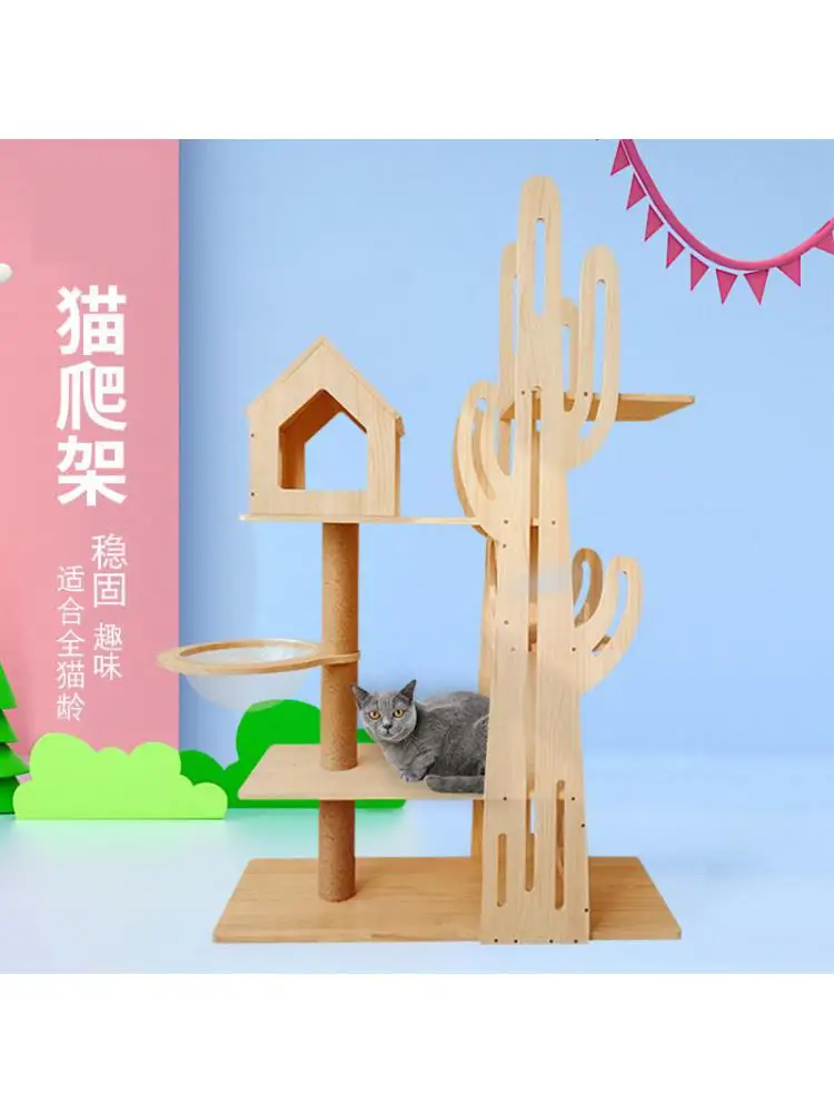 Large Cat Climbing Frame, Cat Litter, Solid Wood, Luxury Scratching Post, Space Capsule Crawling Toy