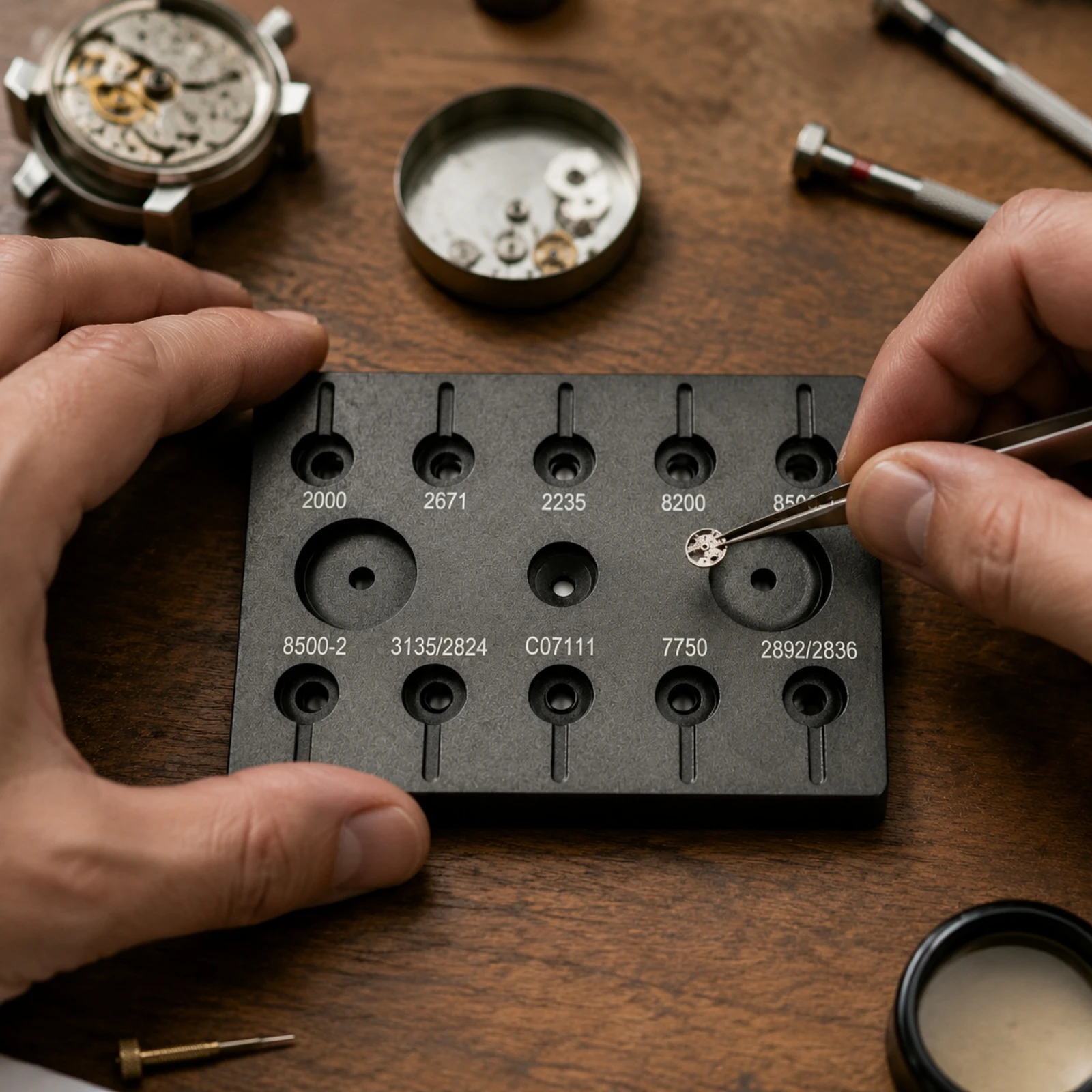 Watch Repair Tool Compartmentalized Watch-Repair Spring-Winding Tool Tray Metal Placement Tray Easy to Use Space-Saving