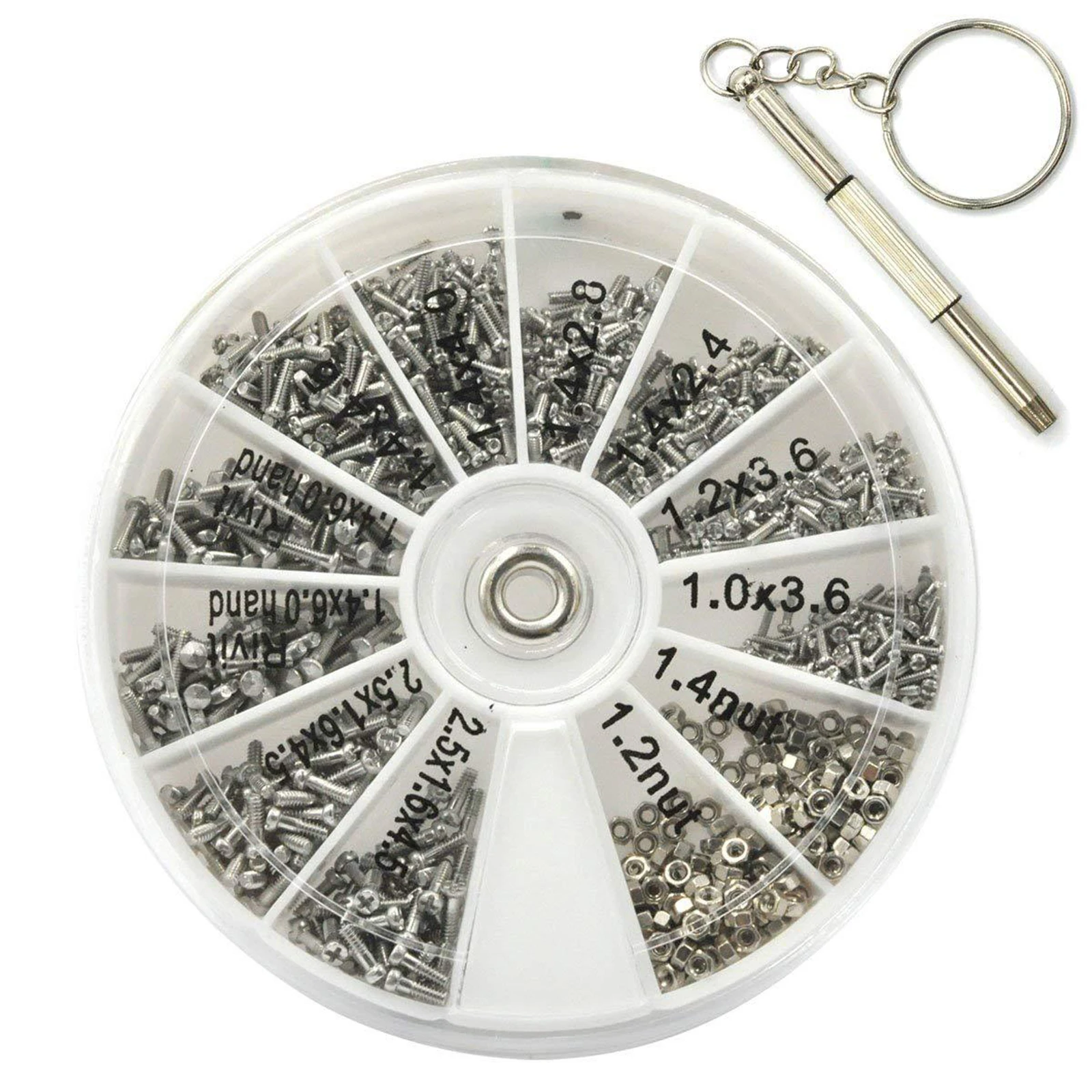 Mini Screw and Nut Assortment Kit of 600 Pieces with 3 Way Screwdriver For For watches Glasses Phones and More