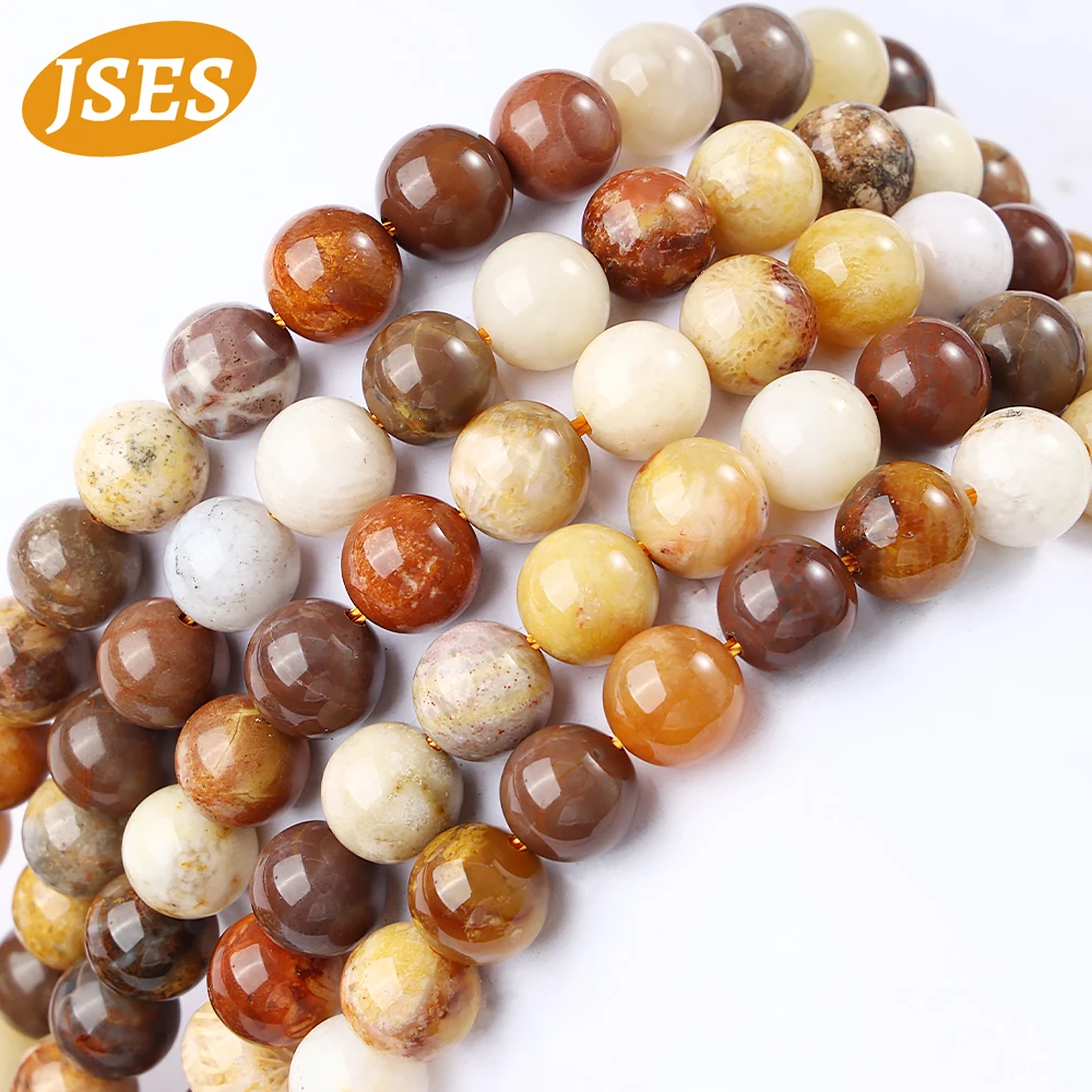 التخليص الأحفوري الطبيعي المرجان خرز من اليشم أقحوان فضفاض Jsaper الخرز لصنع المجوهرات قلادة سوار ذاتي الصنع ستراند 15"