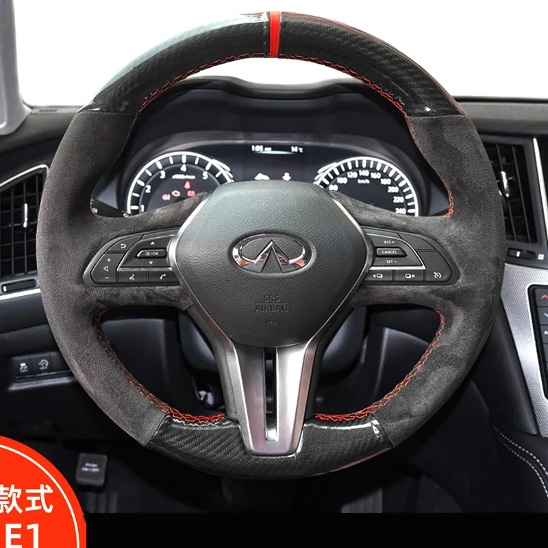 Hand-stitched Carbon Fider Full Coverage Car Steering Wheel Protection Cover for Infiniti Q50 QX50 2018-2024 Q60 2016-2023