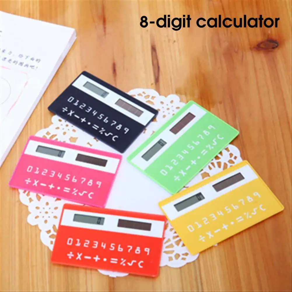 Durable Helpful Card Type Pocket Calculator Eco-friendly Student Calculator Practical Office Supplies