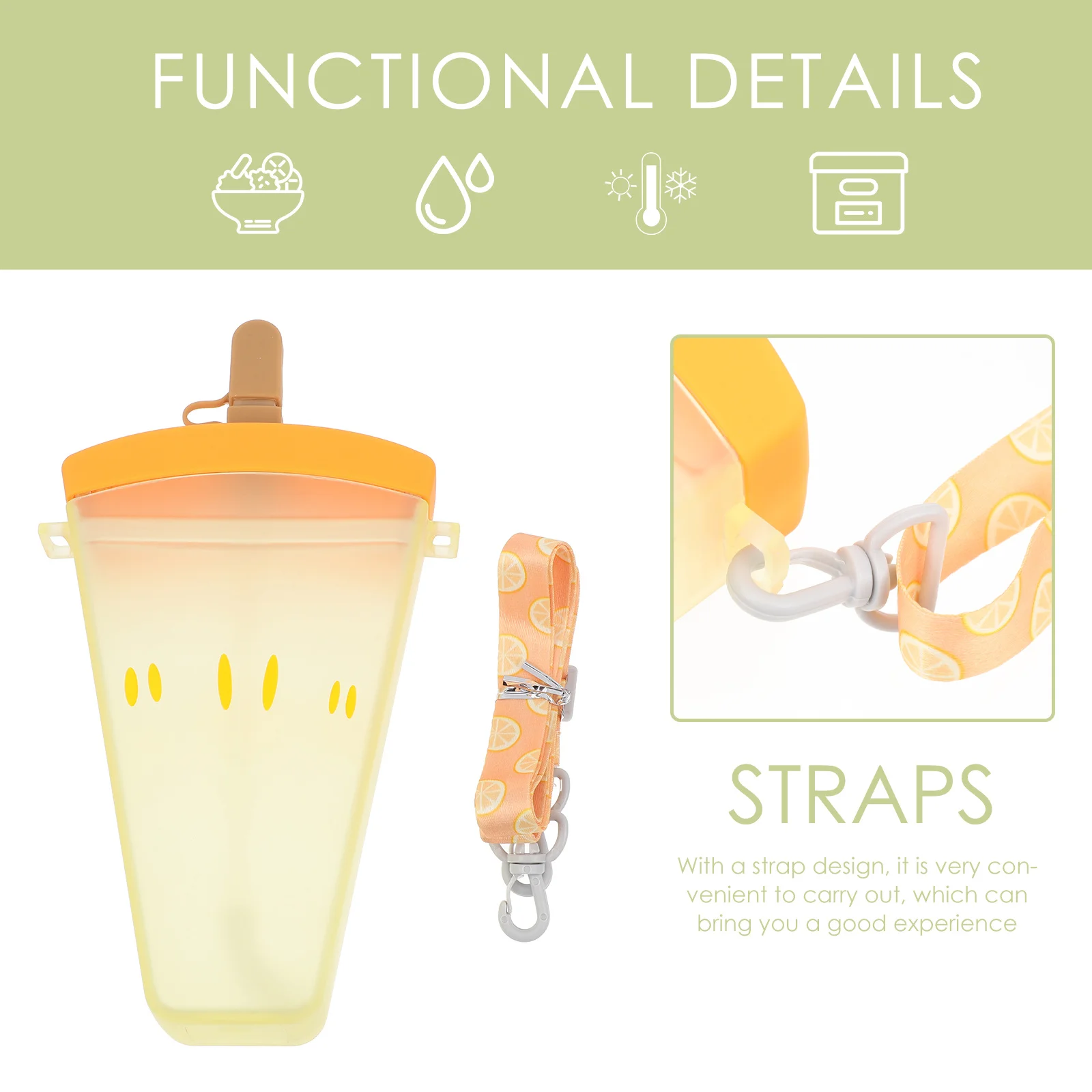 

Adorable Popsicle-Shaped Water Bottle with Strap Cold Beverage Container for Kids Adults - Style Drinking Straw Cup