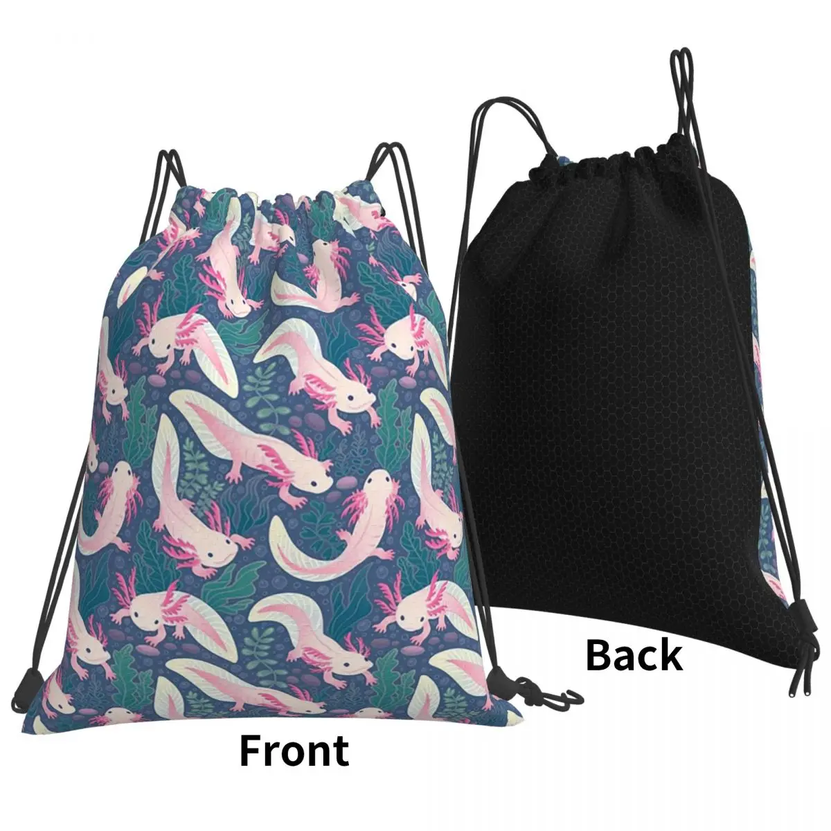 Axolotls Backpacks Multi-function Drawstring Bundle Pocket Sports Bag Book Bags for Travel School