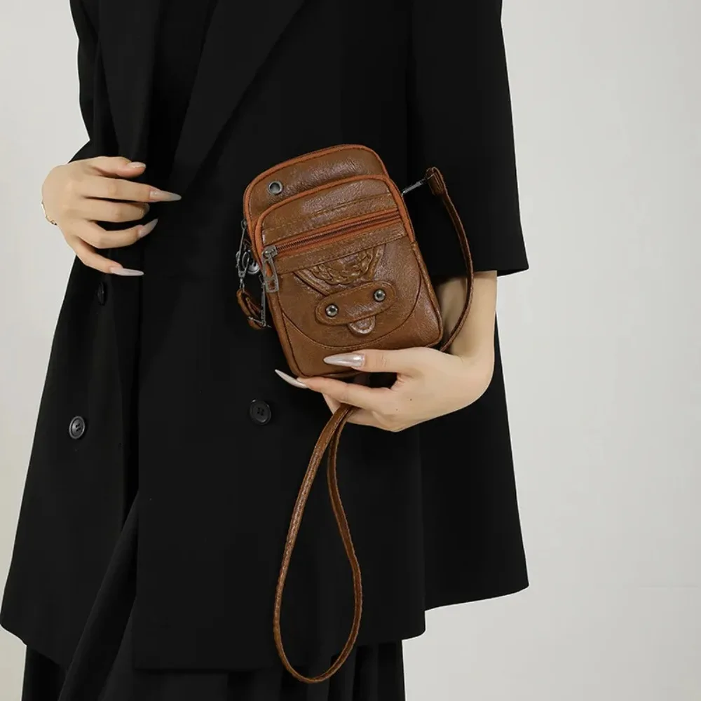 

Crossbody Bag New PU Soft Leather Texture Shoulder Bag Simple Mom Bag Trend Temperament Small Square Bag Cell Phone Coin Purse