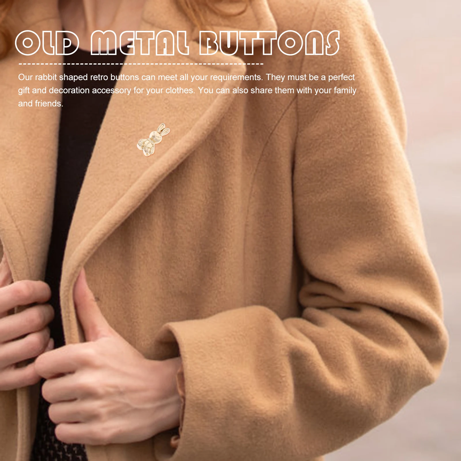 

5Pcs Vintage Rabbit Shape Buttons Alloy Clothes Buttons Retro Style DIY Decorative Sewing Accessories Alloy Button