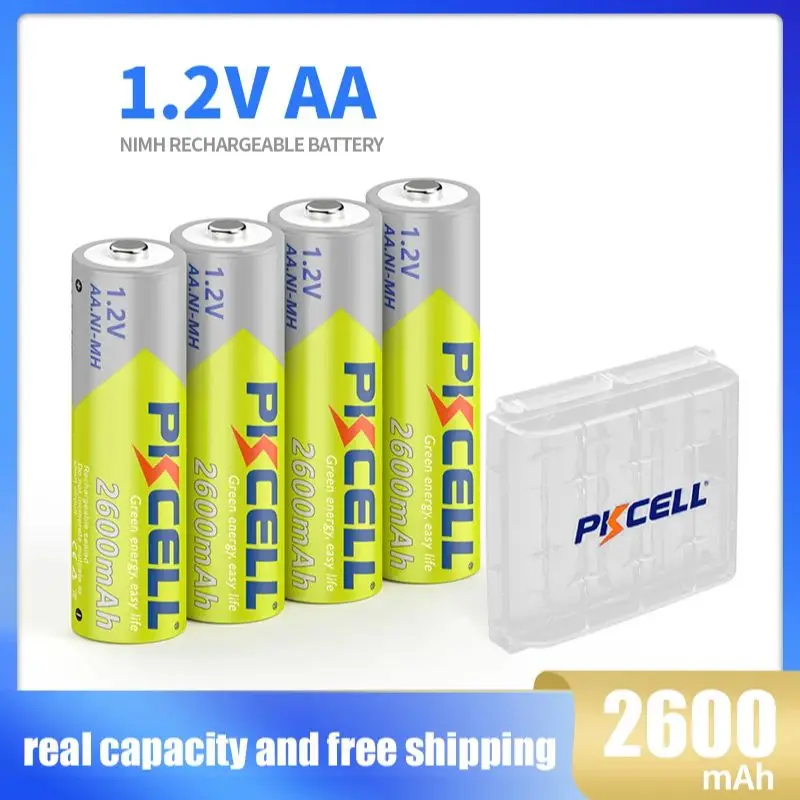 1-20PC PKCELL  2600mAh AA Rechargeable Batteries 1.2V Ni-MH AA Rechargeble Battery for camera Anti-dropping toy car