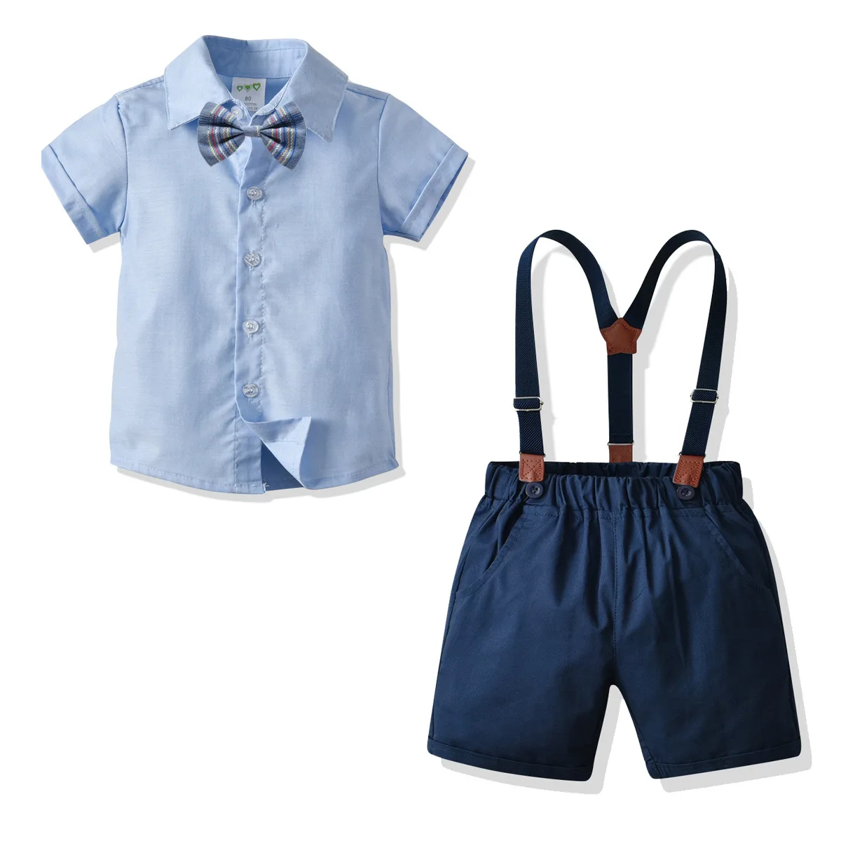 

Baby Boy Children Gentleman Outfit Clothes Kids 2pc Set Shirt Suspenders Summer Clothes Estival Clothing