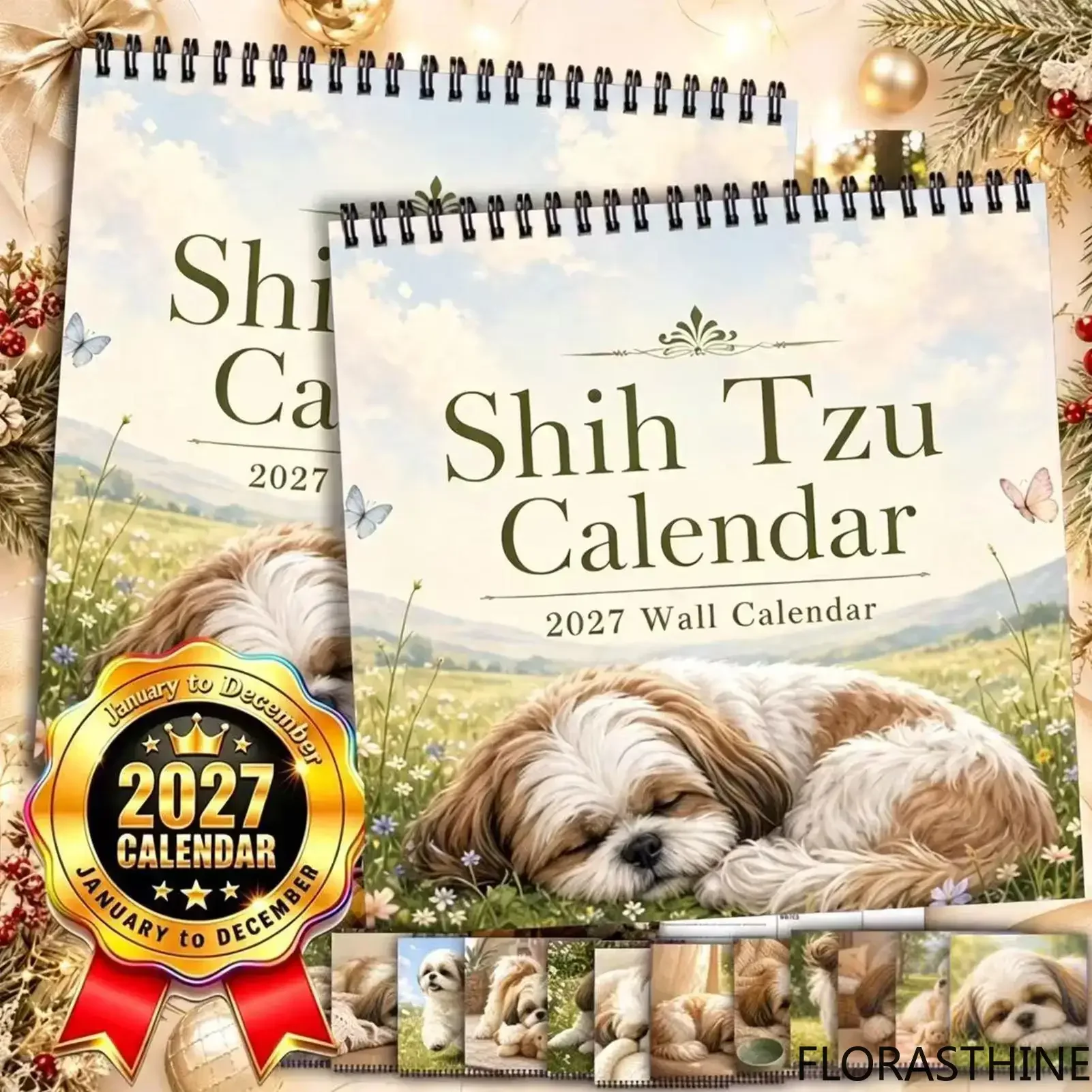 2027 Fun Dog Wall Calendar 12-Month Unique Puppy Schedule Illustrations Planning Tool Hangable Wall Calendar Home Decoration
