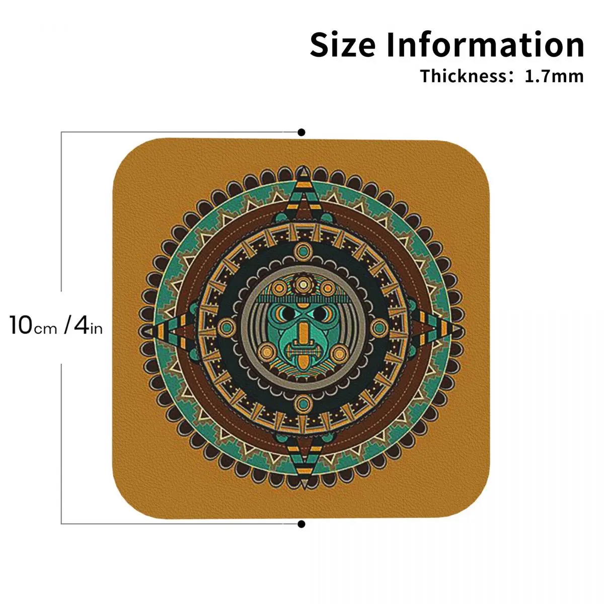 Aztec Calendar Coasters PVC Leather Placemats Waterproof Coffee Mats for Decor Home Kitchen Dining Pads Set of 6