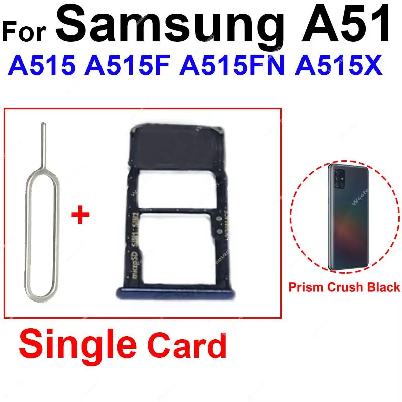 Daul & Single Sim Card For Samsung A51 A515 A515F A71 A715 A715F Sim Card Tray  Card Holder Adapter Socket Replacment Parts